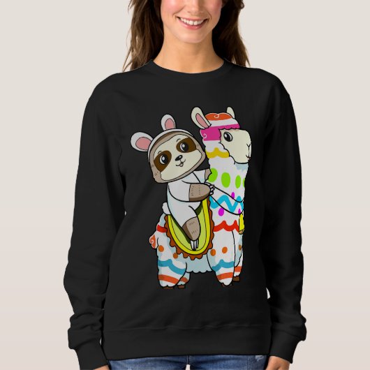 Sweatshirt Egg Hunting Llama Bunny Cute Sloth Riding Llama Ea (Devant)