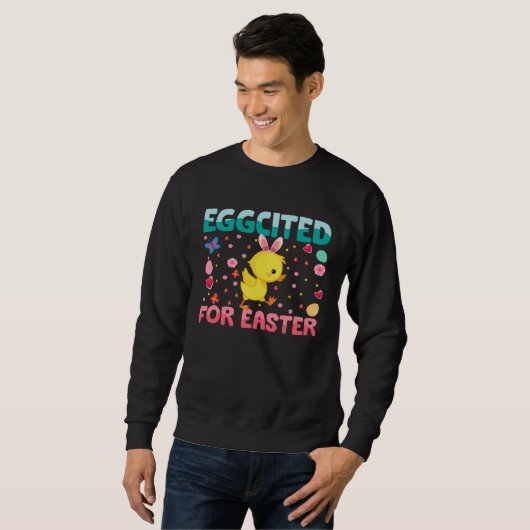 Sweatshirt Eggcited For Easter Bunny Duck Rabbit  Kids (Devant entier)