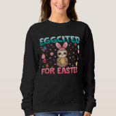 Sweatshirt Eggcited For Easter Bunny Sloth Rabbit Funny Kids (Devant)