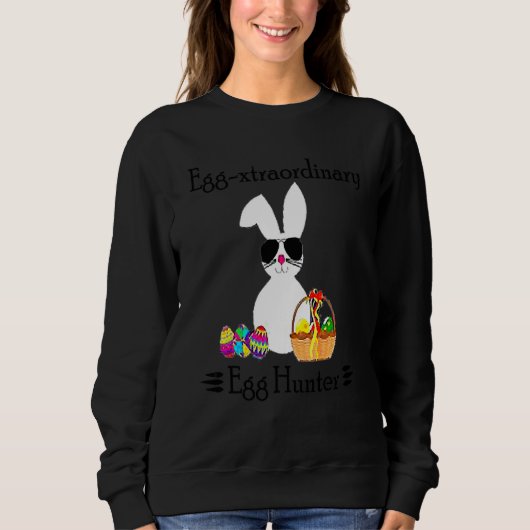 Sweatshirt Eggspert Chasseur d'oeufs Pâques Garçon Fille Cool (Devant)