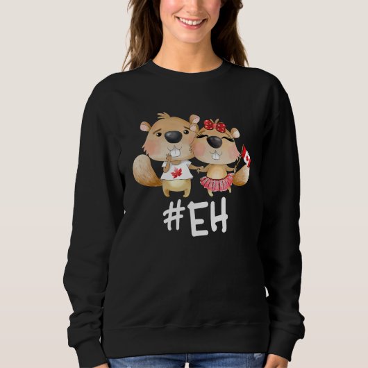 Sweatshirt Eh Cute Beaver Happy Canada Day Maple Leaf For Kid (Devant)