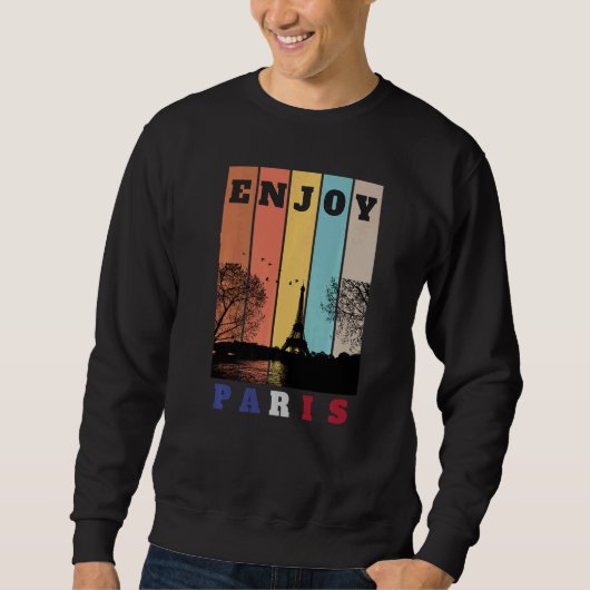 Sweatshirt Eiffel Tower Paris France Vintage Men Women (Devant)