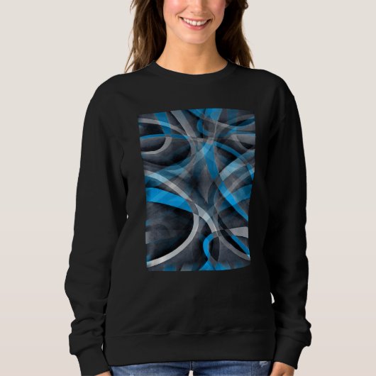 Sweatshirt Eighties Cerulean Blue On Grey Abstract Strip Patt (Devant)