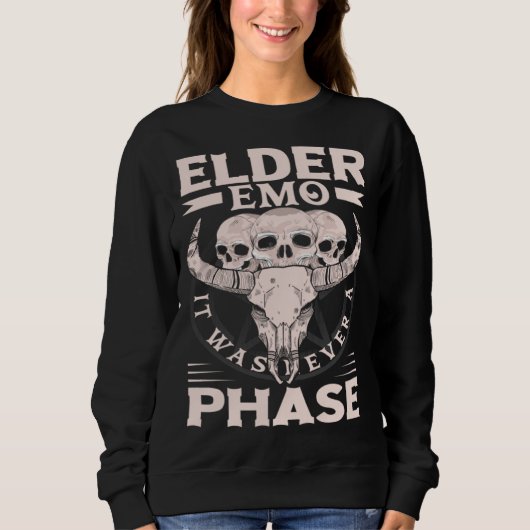 Sweatshirt Elder Emo It Was Never A Phase Gothic Skeleton 8 (Devant)