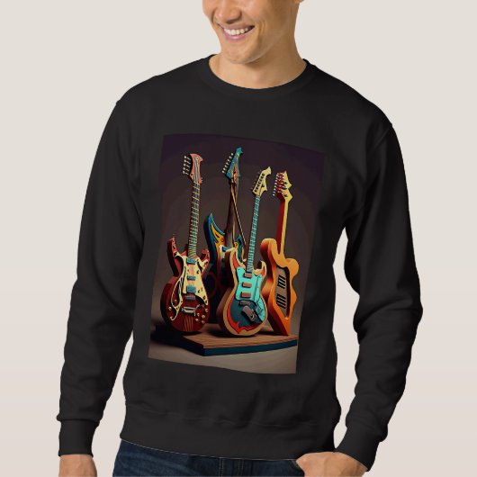 Sweatshirt Electric Guitar Collection Cool Electric Guitars F (Devant)