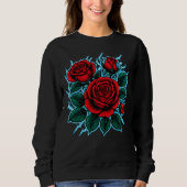 Sweatshirt Electric Roses | Red Rose & Lightning Bolt Graphic (Devant)