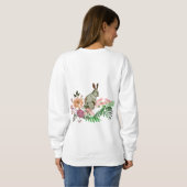 Sweatshirt Elégant Aquarelle Verdure Floral Lapin de Pâques (Dos entier)