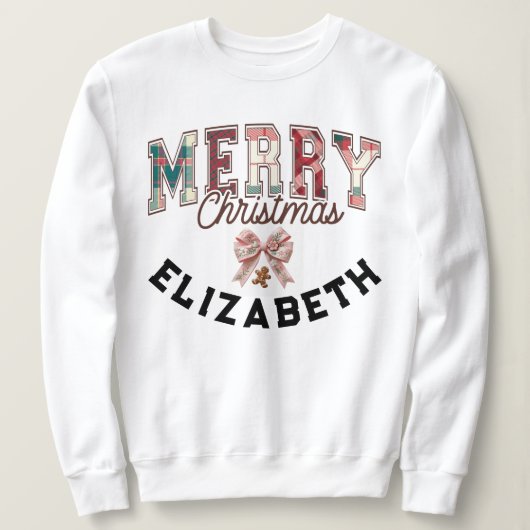 Sweatshirt Élégant Buffalo Plaid Joyeux Noël Personnalisé (Design devant)