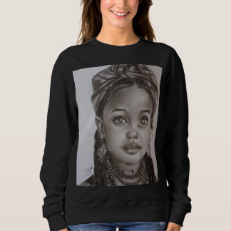 Sweatshirt Elegant Charcoal & Pencil Girl Portrait Illustrati