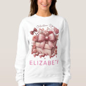 Sweatshirt Élégant classique rose Valentine Vibes Blanc (Devant)