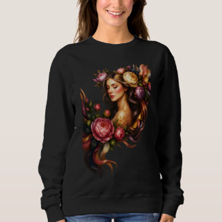 Sweatshirt Elegant Floral Goddess Artwork
