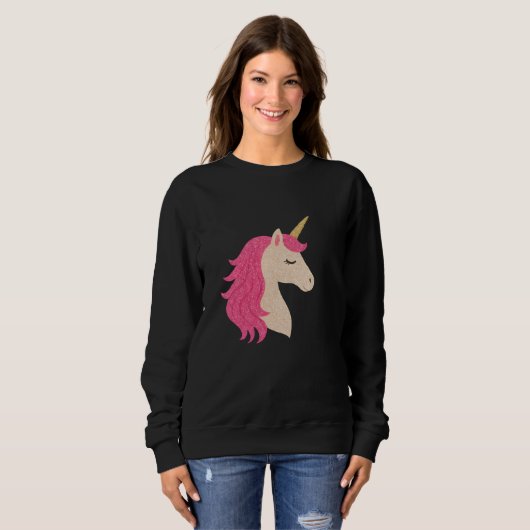 Sweatshirt Elegant Glitter Unicorn with Sparkle Style (Devant entier)