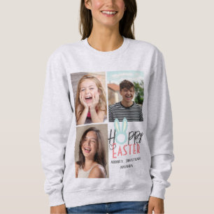 Sweatshirt élégant moderne Pâques, famille trois photo collag