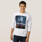 Sweatshirt Élégant Monogramme Personnalisé Halloween Citrouil (Devant entier)
