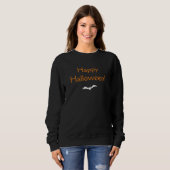 Sweatshirt Elégant Orange Happy Halloween avec Bat Black (Devant entier)