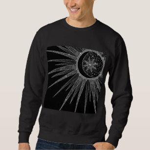 Sweatshirt Elégante conception en noir de la lune de soleil d
