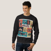 Sweatshirt Éléments de la nature, Icônes de style rétro. (Devant entier)
