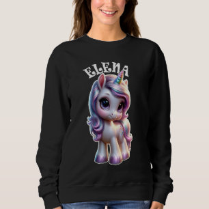 Sweatshirt Elena Cute Unicorn Design pour filles Nom Elena