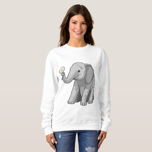 Sweatshirt Eléphant à fleurs (Devant entier)