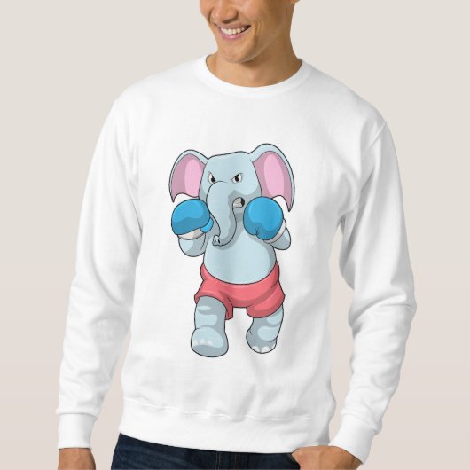 Sweatshirt Eléphant à la boxe avec gants de boxe (Devant)