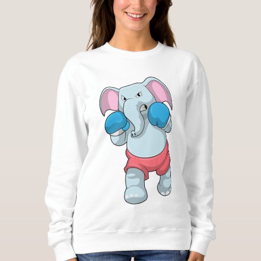 Sweatshirt Eléphant à la boxe avec gants de boxe (Devant)