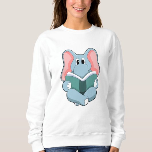Sweatshirt Éléphant à la lecture avec un livre (Devant)