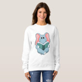Sweatshirt Éléphant à la lecture avec un livre (Devant entier)