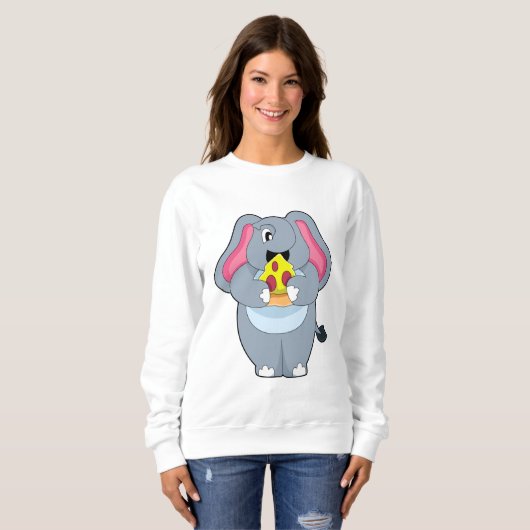 Sweatshirt Eléphant à la pizza (Devant entier)
