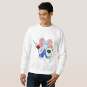 Sweatshirt Eléphant à la vaccination avec seringue (Devant entier)