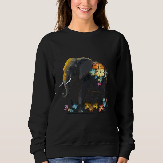 Sweatshirt Elephant Animal Africa Flowers Elephant 3 (Devant)