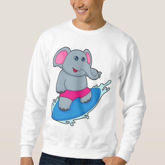 Sweatshirt Elephant as surfer avec surf (Devant)