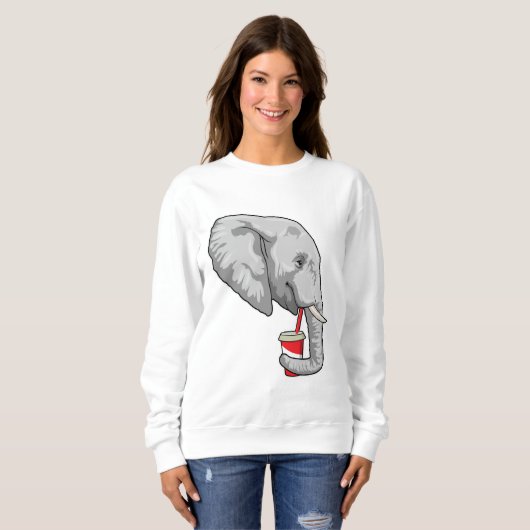 Sweatshirt Eléphant avec boisson (Devant entier)