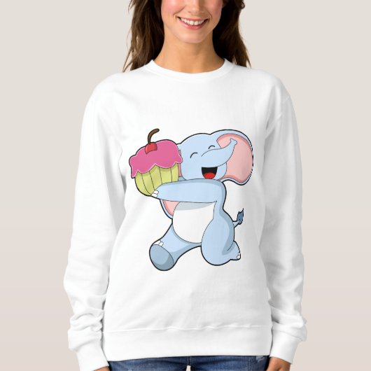 Sweatshirt Éléphant avec Gâteau (Devant)