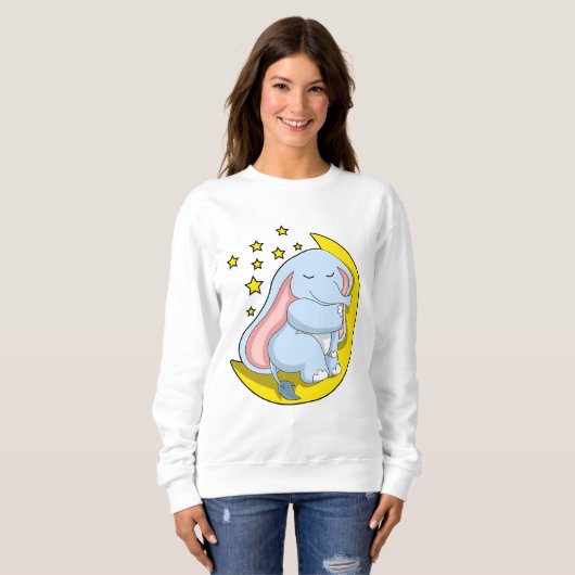 Sweatshirt Eléphant avec lune et étoiles (Devant entier)