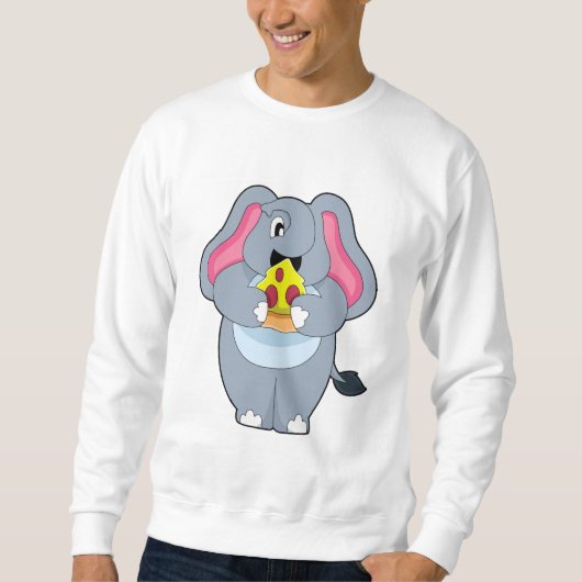 Sweatshirt Éléphant avec Pizza (Devant)