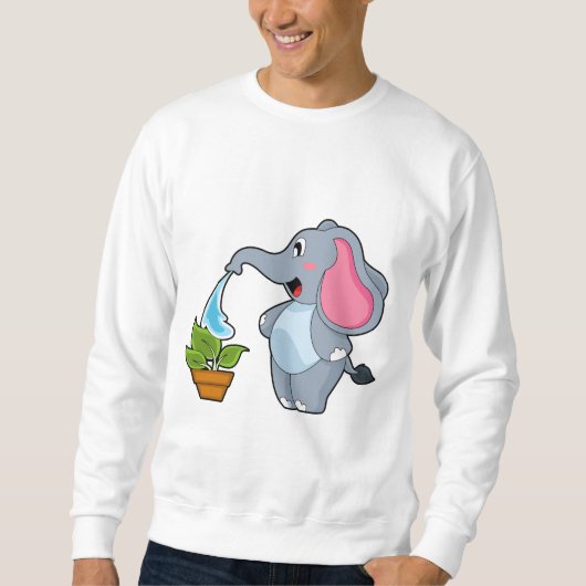Sweatshirt Éléphant avec Plante (Devant)