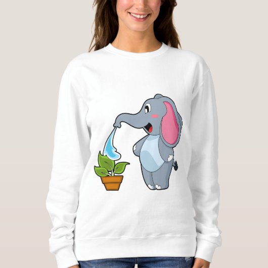 Sweatshirt Eléphant avec Plante (Devant)