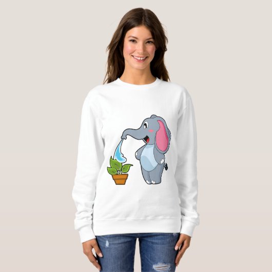 Sweatshirt Eléphant avec Plante (Devant entier)