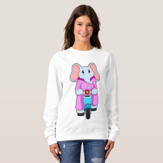 Sweatshirt Eléphant avec vélo (Devant entier)