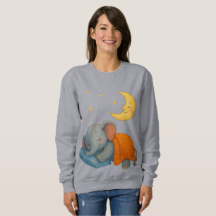Sweatshirt Éléphant Bébé Endormi Sous la Lune – Rêve Mignon
