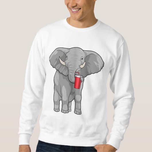 Sweatshirt Eléphant Boire de la tasse (Devant)