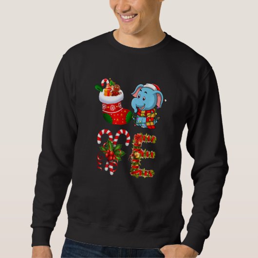 Sweatshirt Elephant Christmas Lights Led Santa Hat Christmas (Devant)