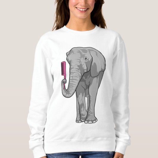 Sweatshirt Elephant comme coiffeur avec peigne (Devant)