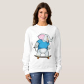 Sweatshirt Elephant comme patineur avec skateboard (Devant entier)