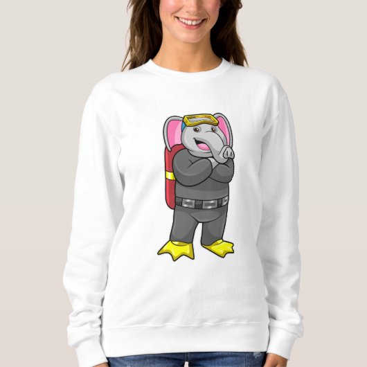 Sweatshirt Elephant comme plongeur avec lunettes de plongée (Devant)