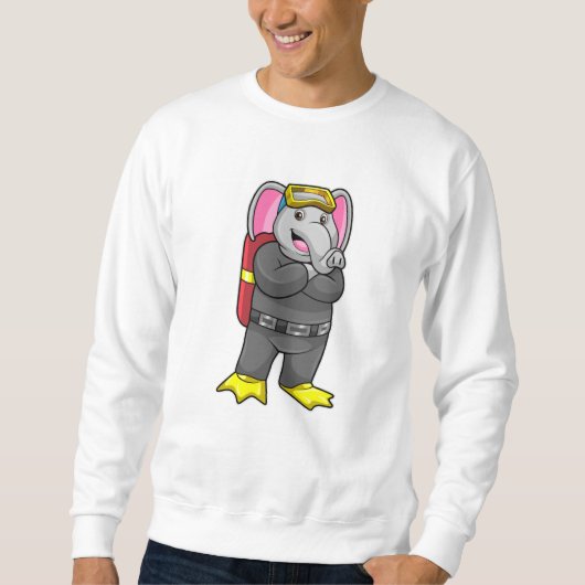 Sweatshirt Elephant comme plongeur avec lunettes de plongée (Devant)
