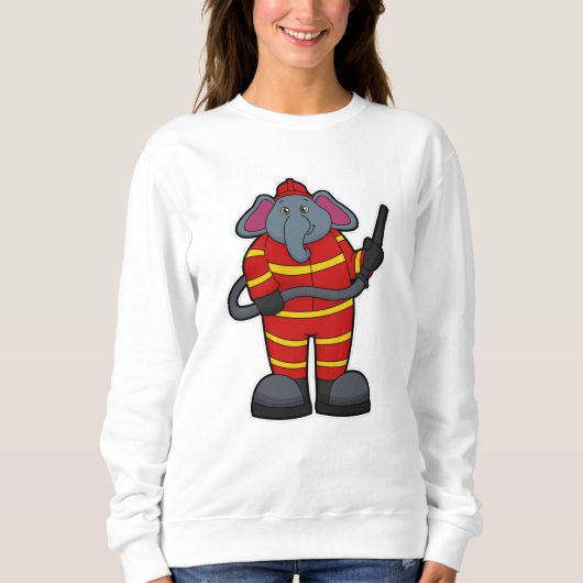 Sweatshirt Elephant comme pompier avec tuyau (Devant)