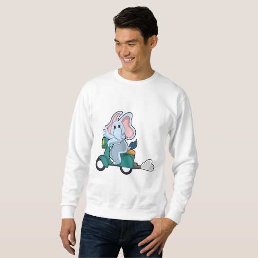 Sweatshirt Elephant comme vélo avec scooter (Devant entier)