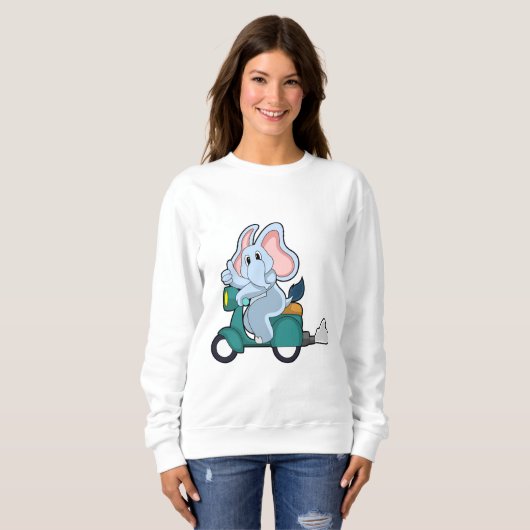 Sweatshirt Elephant comme vélo avec scooter (Devant entier)