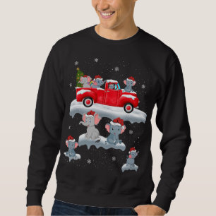 Sweatshirt Elephant Conduite Arbre de Noël Camion Rouge Éléph